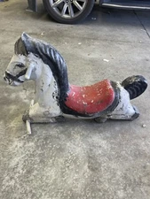 VTG JE BURKE CO PLAYGROUND PARK ALUMINUM SPRING COIL RIDE ON HORSE TOY STATUE BL