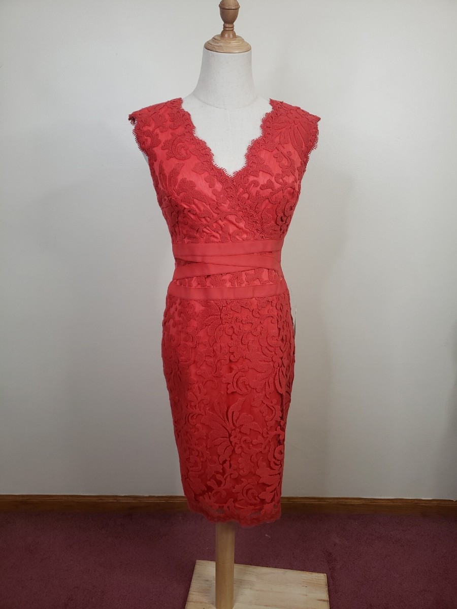 Tadashi Shoji Embroidered Lace Sheath Dress Size 4P | eBay