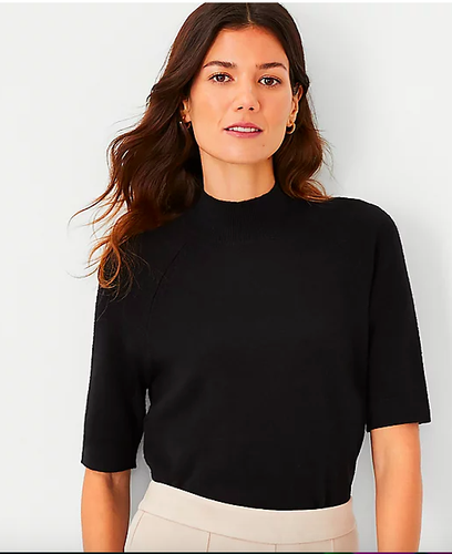 Ann Taylor Mock Neck Sweater Tee Size 