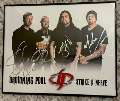 Drowning Pool Signed Photo - Strike A Nerve - Framed - Autographed