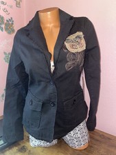 Love Stitch Sz L Lady’s Black Blazer Jacket Boho Embroidered 2 Buttoned