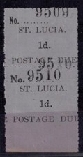 St. Lucia Postage Dues Vertical Pair SG D1 Varieties 9509-9510