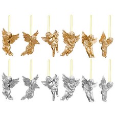 Pack of 12 Gold Silver Angel Christmas Tree Xmas Hanging Pendant Decorations