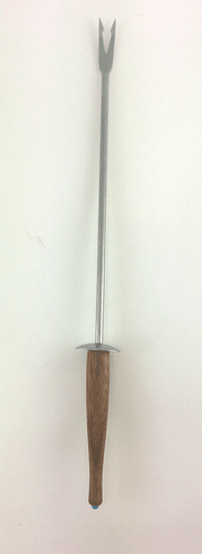 Vintage Fondue Fork Stainless Steel Wooden Handle Drip Guard 10" Blue Tip Japan - Picture 2 of 5