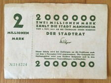 Zwei Millionen Mark - Stadt Mannheim - 1923 - 2 Millionen Mark -