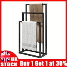 3 Tier Free Standing Towel Rail Stand Unit Rack Bathroom Storage Stand Steel