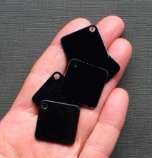 10 Square Stamping Tags Anodized Aluminum Black 1" Squares - MT030