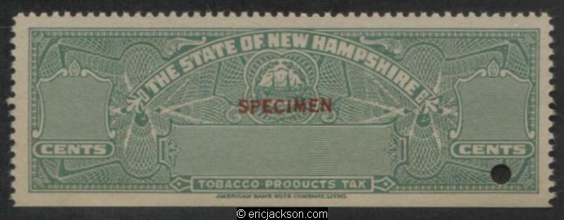 new hampshire tobacco tax NEW HAMPSHIRE Tobacco Revenue NH T14Sa no denomination, red SPECIMEN ovpt
