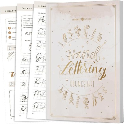 Lebenskompass  Handlettering Übungsbuch Anfänger Achtsam Kalligraphie üben NEU
