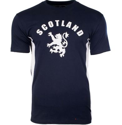 Herren Schottland Rampant Löwe Design T-Shirt in Marine Größe XL