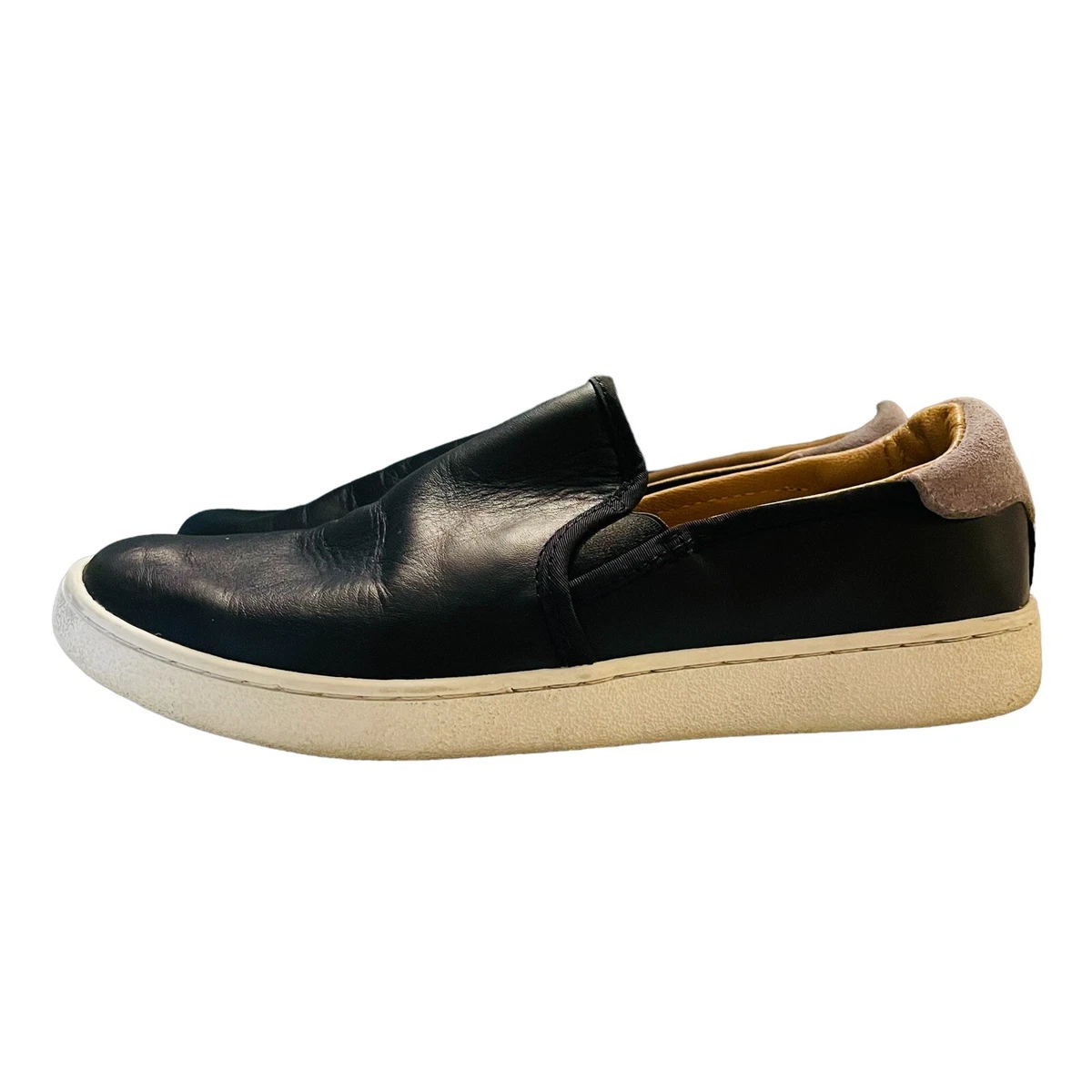 UGG Cas Sneakers Slip On Leather Black Women s Size 9 eBay