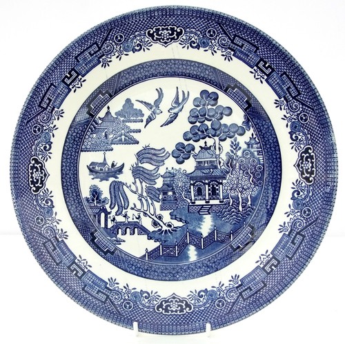 vintage churchill willow pattern blue white dinner plate