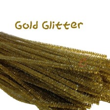 GOLD GLITTER TINSEL Craft Stems Pipe Cleaners 30cm x 6mm