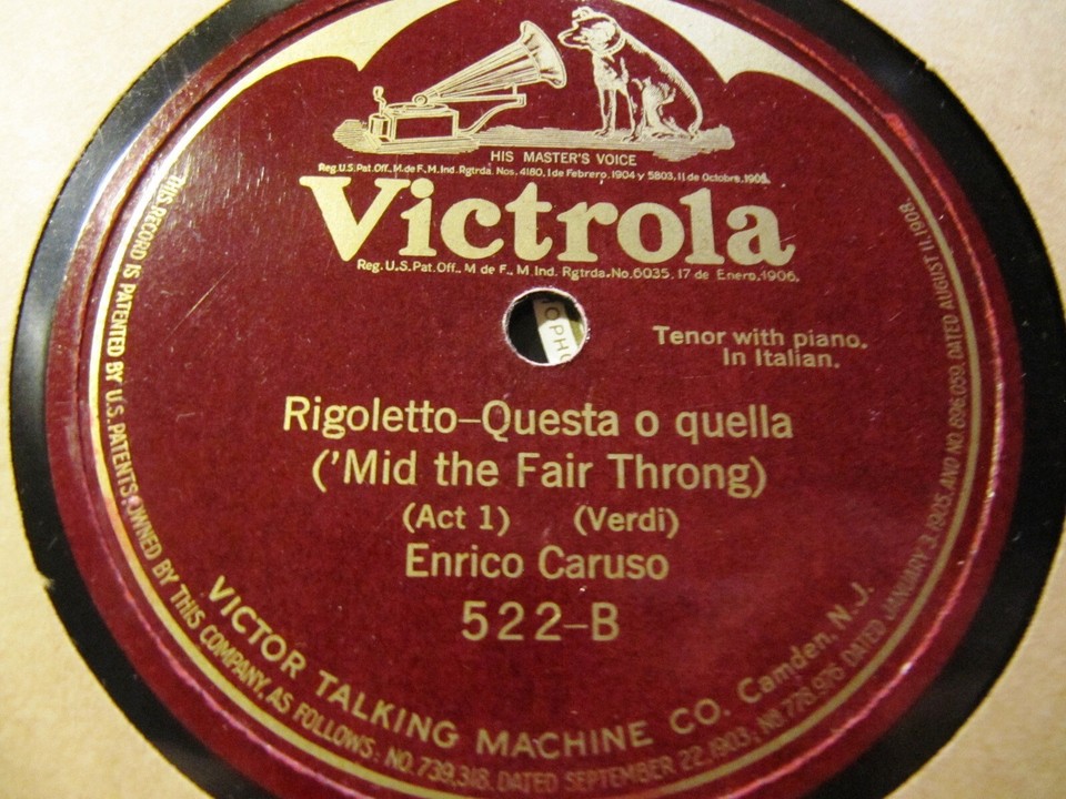 1st VICTOR 1904 ENRICO CARUSO piano Rigoletto Questa o quella Donna e