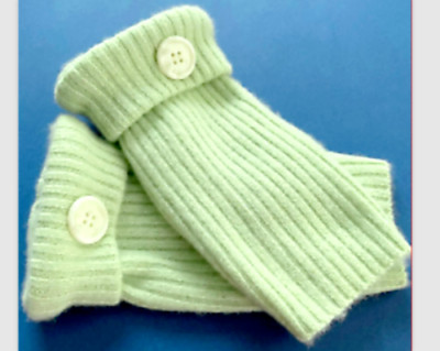 FINGERLESS GLOVES GREEN 100% CASHMERE S M L SMALL MEDIUM LARGE OS WOMEN'S LADIES