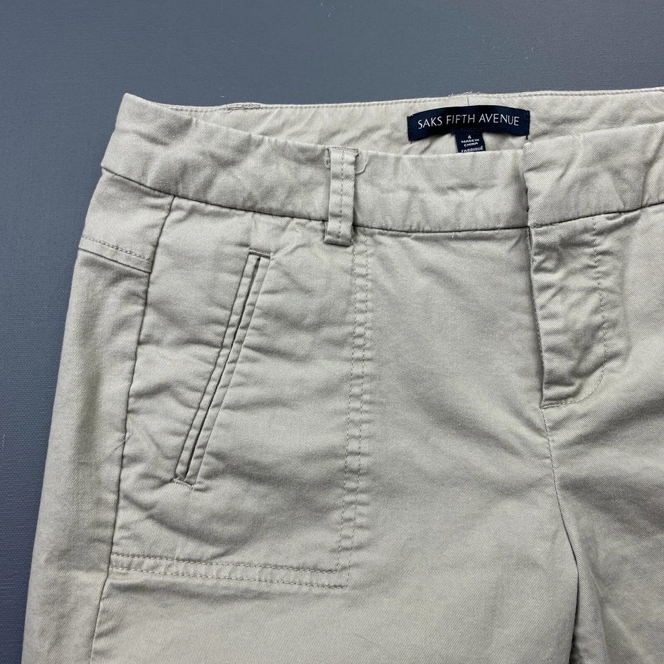 Saks Fifth Avenue Bermuda Shorts Women’s Size 4 Khaki Casual Cotton Chino Preppy - Image 2 of 4