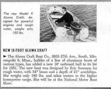 1951 Magazine Photo Aluma Craft 16' Model K Aluminum Boats Minneapolis,MN