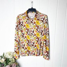 Vintage 1970  s style Floral Button Down Shirt