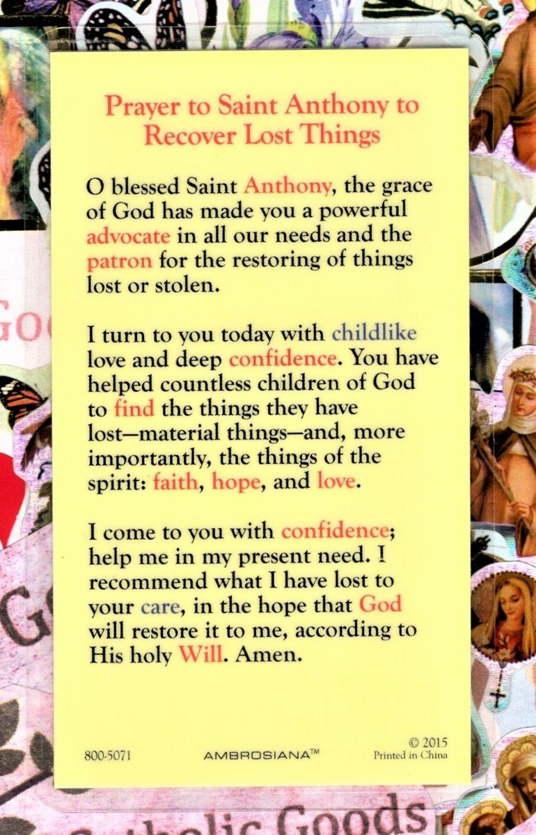 St. Anthony Prayer Card & Rosary Set - Catholic Bookmark, Laminated Prayer Card, Delicate Rosary Beads
