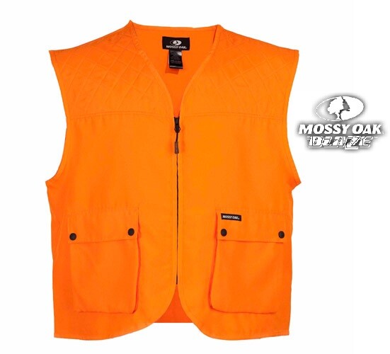 Blaze Orange Hunting Vest VNeck Full Front Zip Button Pockets Men's