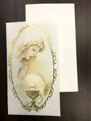 5 VINTAGE COMMUNION CONFIRMATION GENERIC INVITATION TICKETS TRANSLUCENT PAPER CM 16 X 9