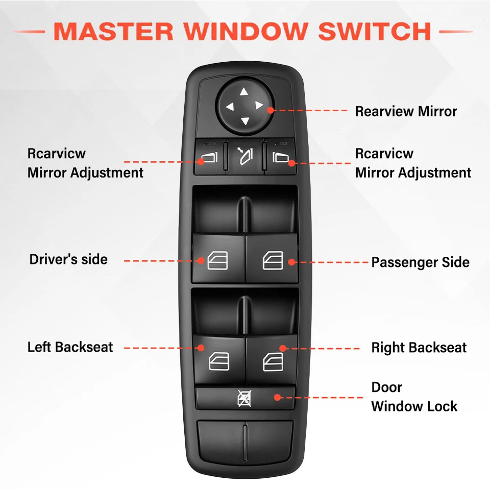 Interruptor maestro de ventana eléctrica para Mercedes Benz ML350 2007-2011 lado del conductor delantero Foto 4 de 4