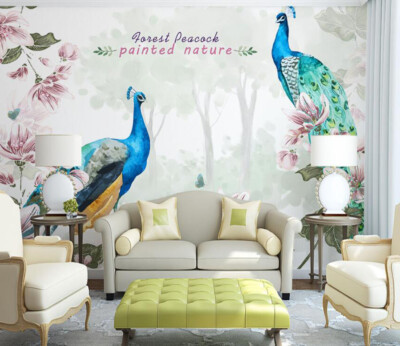 3D Tier Blau Pfau M9177 Tapete Wandbild Selbstklebend Abnehmbare Aufkleber Romy