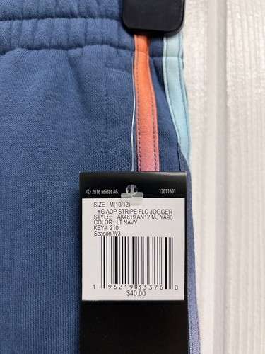adidas girls jogger sweatpants striped navy size M (10/12) - Picture 5 of 11