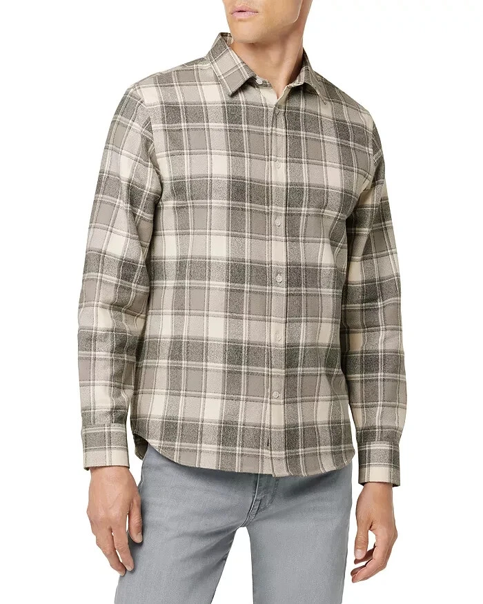 Joe's Jeans L21602 Mens Zinc Plaid Boucle Flannel Shirt Size XL