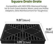 2-Pack Square Drain Grate Compatible NDS 1211G Diamond Design 12" Catch Basins