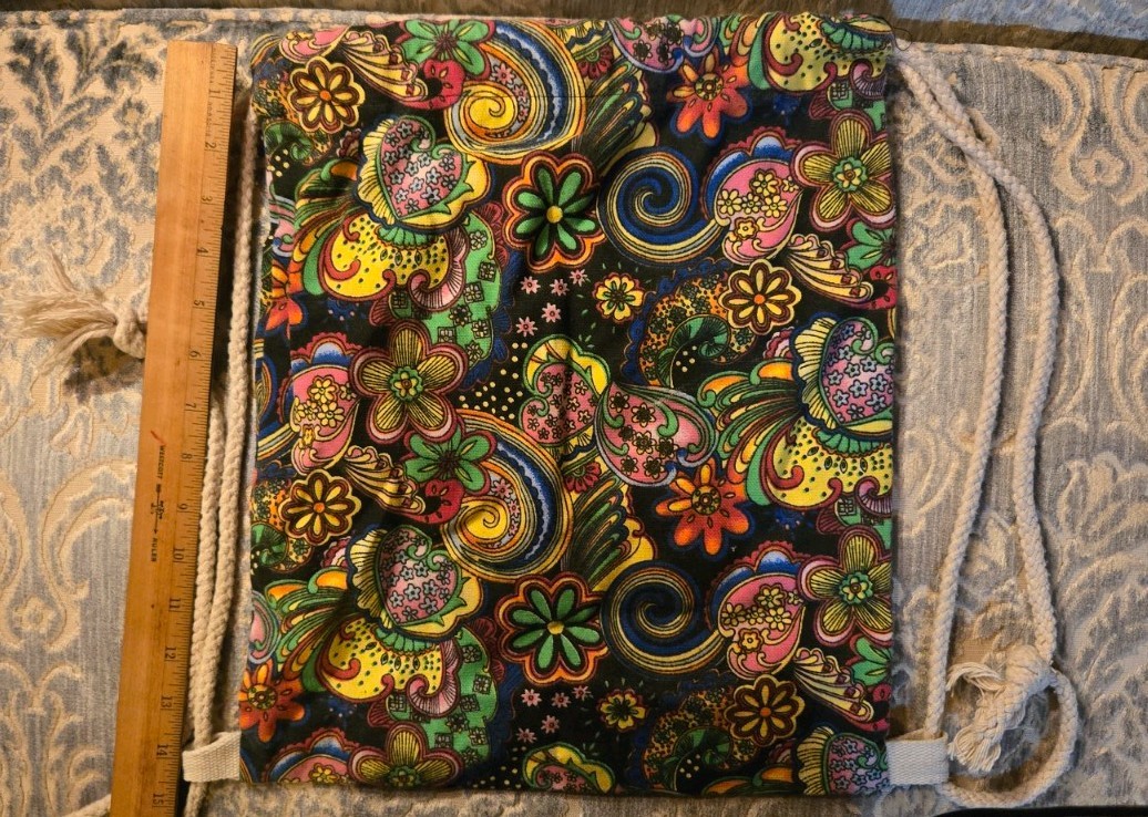 Groovy Psychedelic Print Drawstring Backpack Bag - image 2