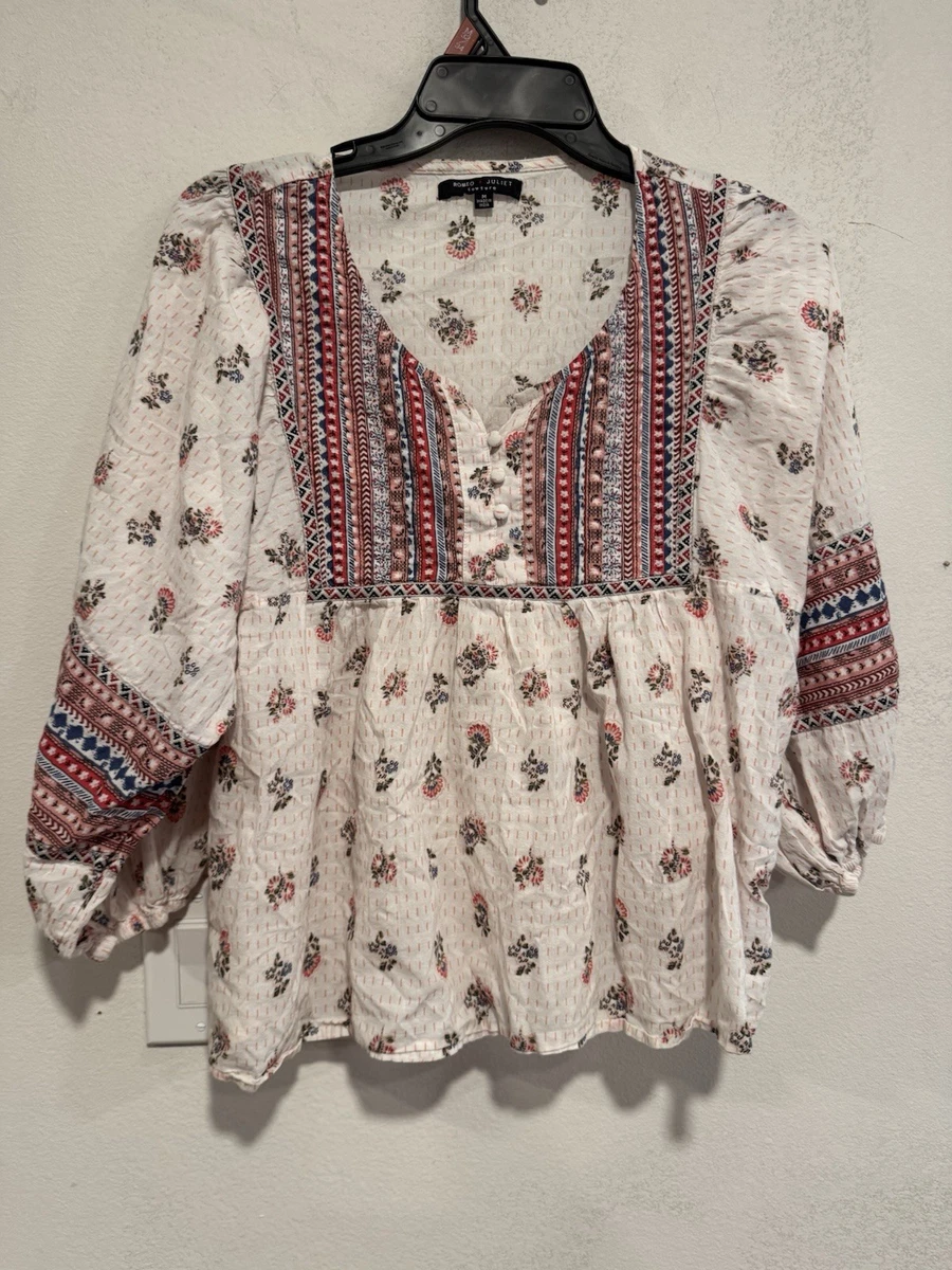 Blouse Femme Romeo & Juliet Couture - Motif Floral - Taille M - Peasant - NEUF