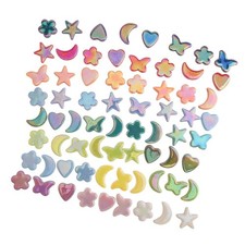 200g Glass Mosaic Tiles Butterfly Star Heart Shapes for Crafts Stained Glass DIY