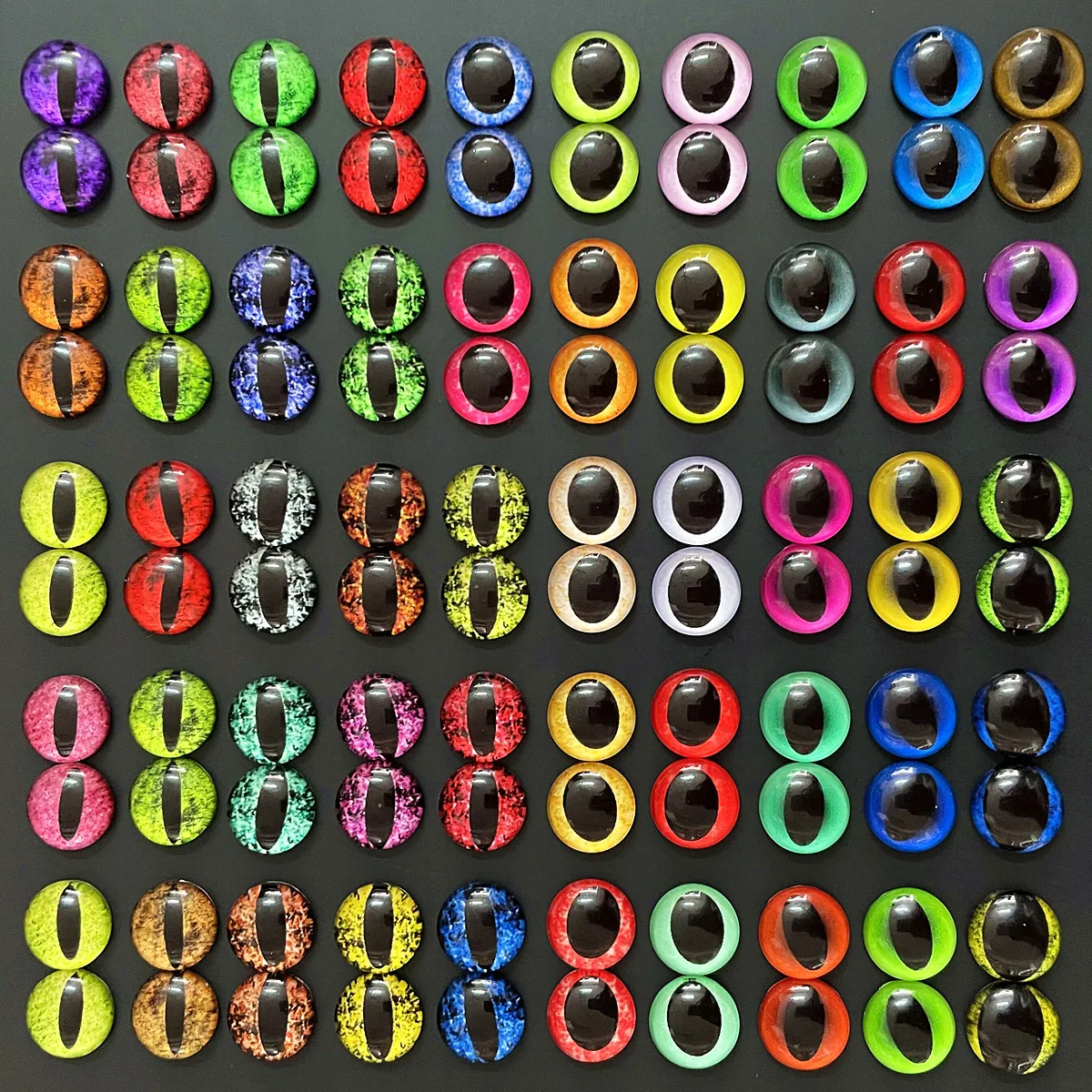 6Mm 8Mm 10Mm 12Mm Mixed Toys Dragon Eyes round Pattern Glass Cabochons Flatback