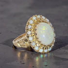VINTAGE ESTATE SOLID 14K YELLOW GOLD NATURAL OPAL HALO RING SIZE 5.25 #8150 — photo 2