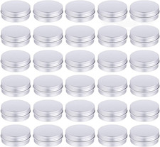 30 Pack Tin Cans Screw Top round Metal Lip Balm Tins Containers with Lids 1Oz