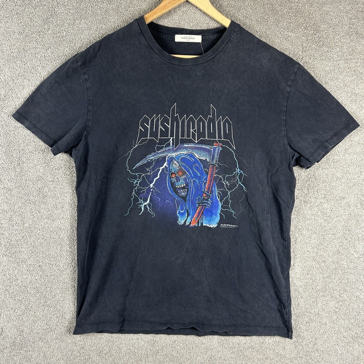 Sushi Radio Reaper Graphic Tee Size Large L Black Metal Streetwear