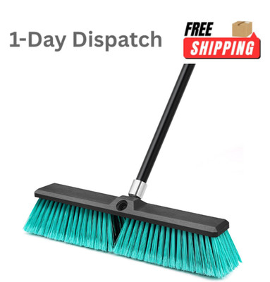 TidyBliss 18'' Heavy Duty Push Broom 63'' Long Handle Stiff Bristle Garage Shop