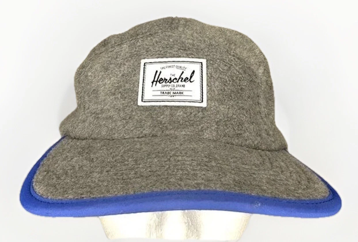 Herschel Supply Co Hat Gray Fleece 5 Panel Camp Cap Adjustable Strapback Outdoor