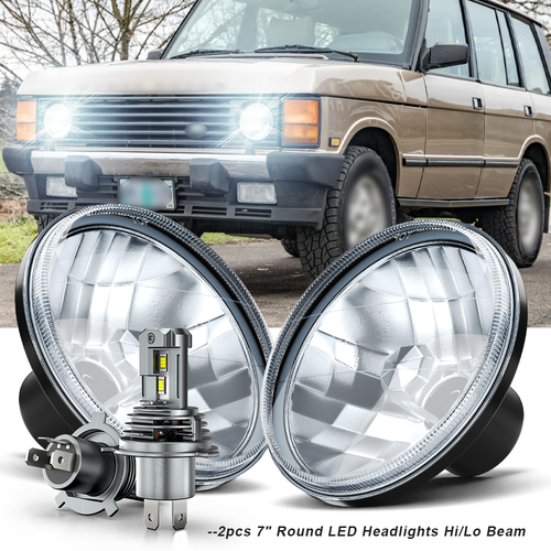 FOR 1970-1995 Land Rover Range Rover Classic DOT 7" Round Black LED Headlights - Picture 1 of 19