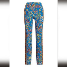 Ralph Lauren Purple Label Simone Pleated Mulberry Silk Pants NWT Size 4 Paisley