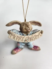 Vintage 1998 Sherri Buck Baldwin LANG & WISE Merry Christmas Bunny Ornament 3"
