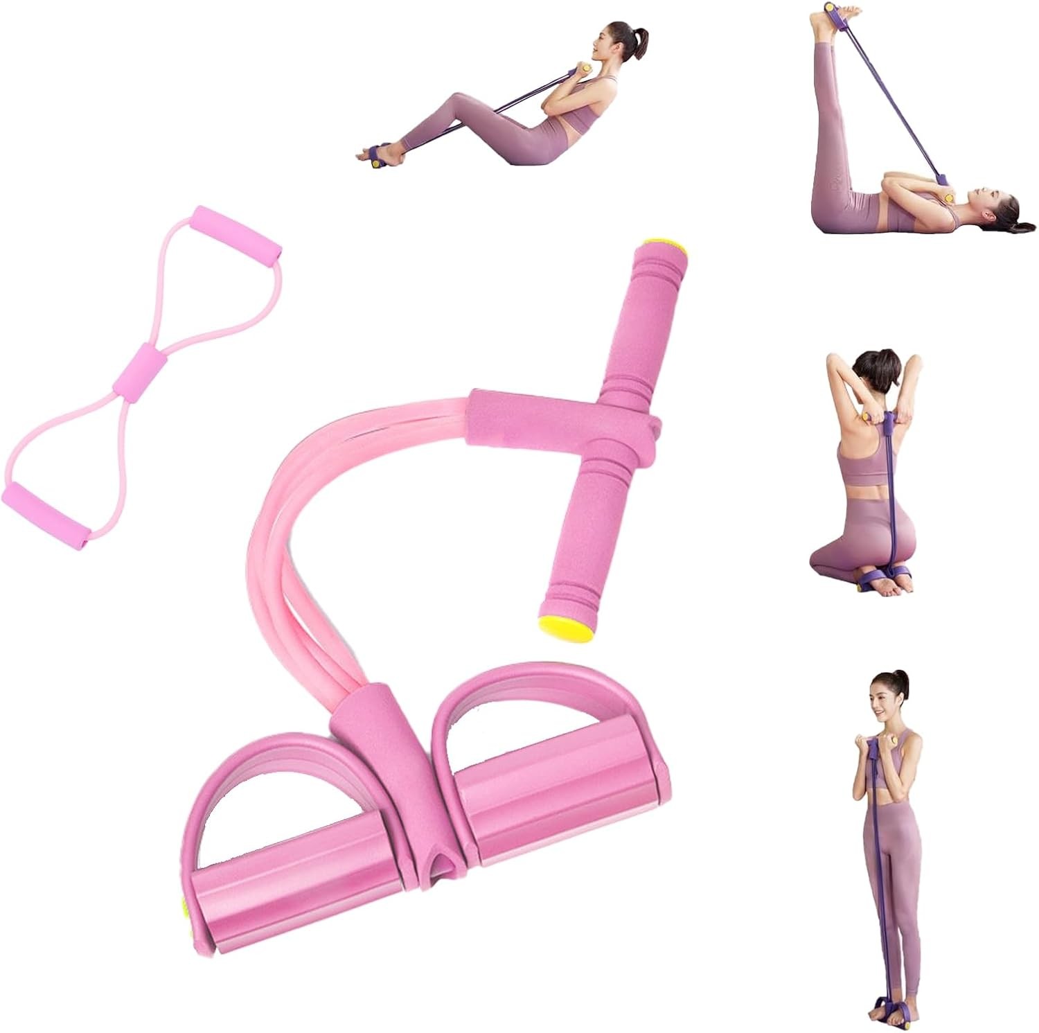 6 Tube Pedal Resistance Band Device,Foot Pedal Resistance Band with Handle Women
