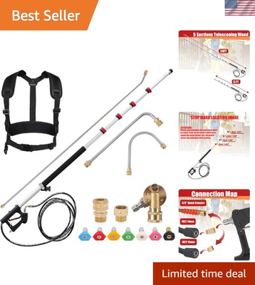 #ad 24 FT Aluminum Telescoping Pressure Washer Wand Complete Gutter Cleaning Kit $139.19