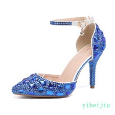 Womens Rhinestones Ankle Strap High Heel Wedding Shoes Blingbling Evening Pumps