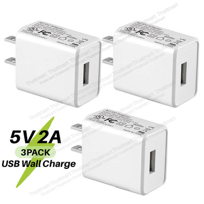 3Pack 5V 2A USB Port Wall Charger 5 Volt 2 Amp AC-DC Power Adapter Converter Lot