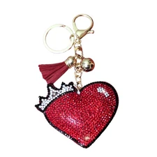 Popfizzy Bling Crown Heart Keychain, Rhinestone Purse Charm, Backpack Key