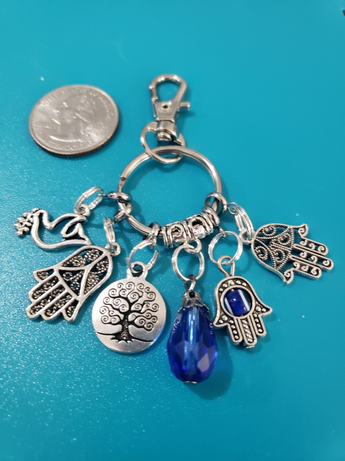 Hamsa and Tree of Life Keyring Charm