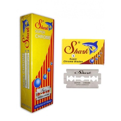 100 Shark Super Chrome Double Edge Safety Razor Blades 