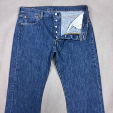 Levis 501 Jeans Mens 36x30 Blue Button Fly Denim Pants Faded Straight Washed Out